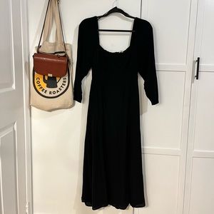 Oak + Fort Black Midi Dress